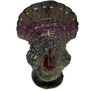 Vintage Gurley Turkey Candle Multicolor Thanksgiving Table Decor Small Shimmer